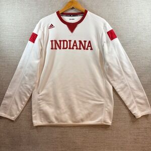 Indiana Hoosiers Adidas ClimaLite Long Sleeve Pullover Shirt Mens Med Red White